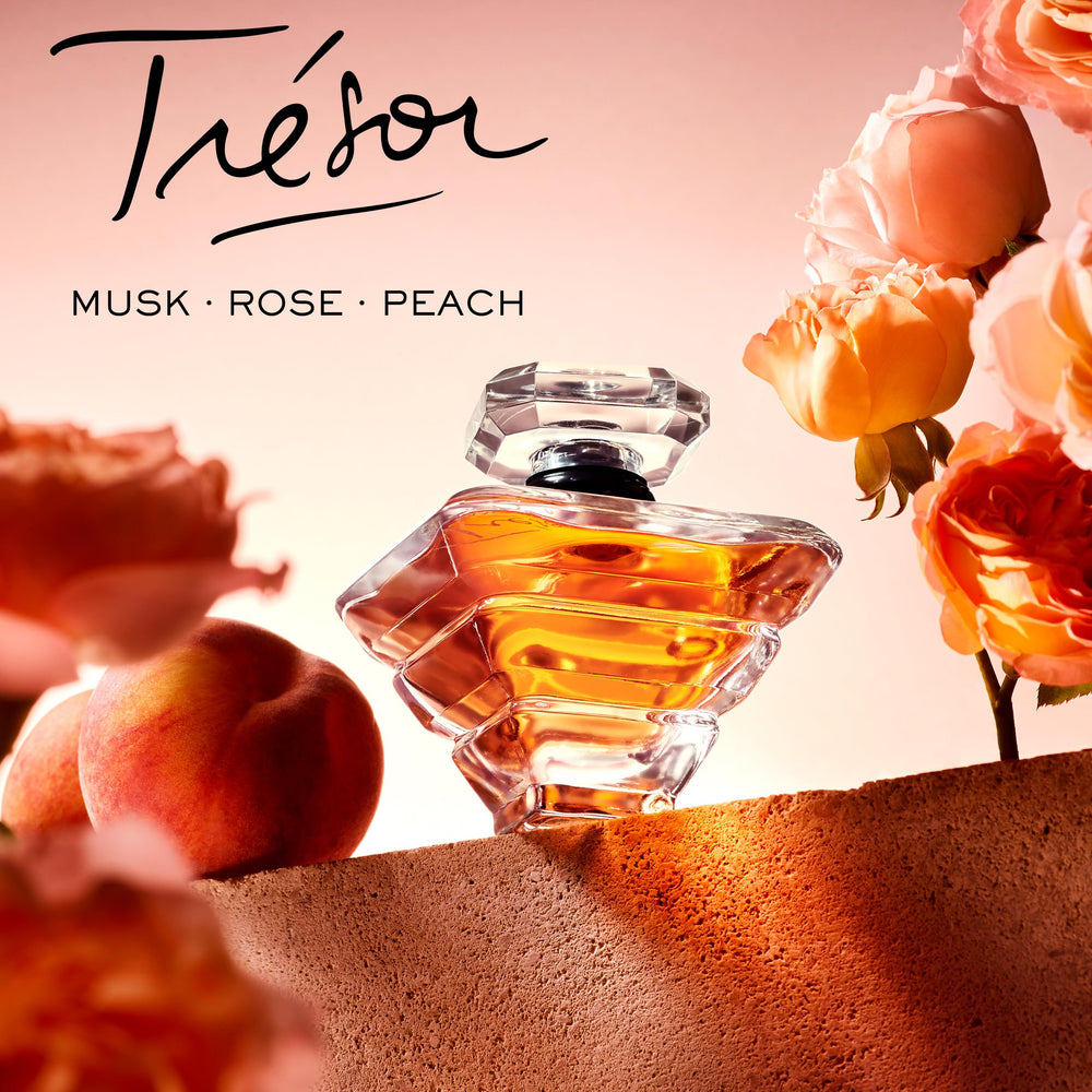 Lancôme Trésor – tapa en forma de diamante, diseño lujoso para experiencia elegante