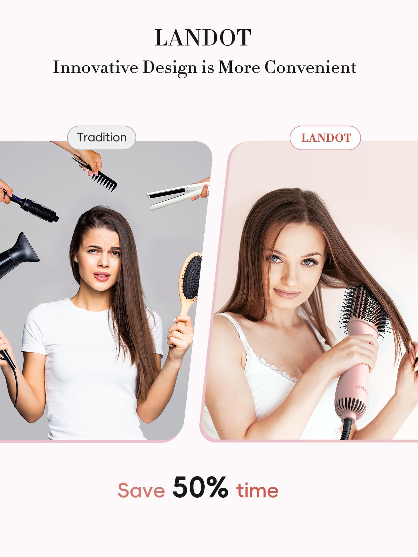 LANDOT secador-cepillo cerámica-titanio: calor distribuido de forma uniforme