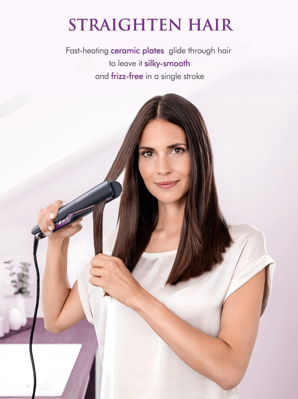 LANDOT tecnología iónica para reducir frizz y brillo.