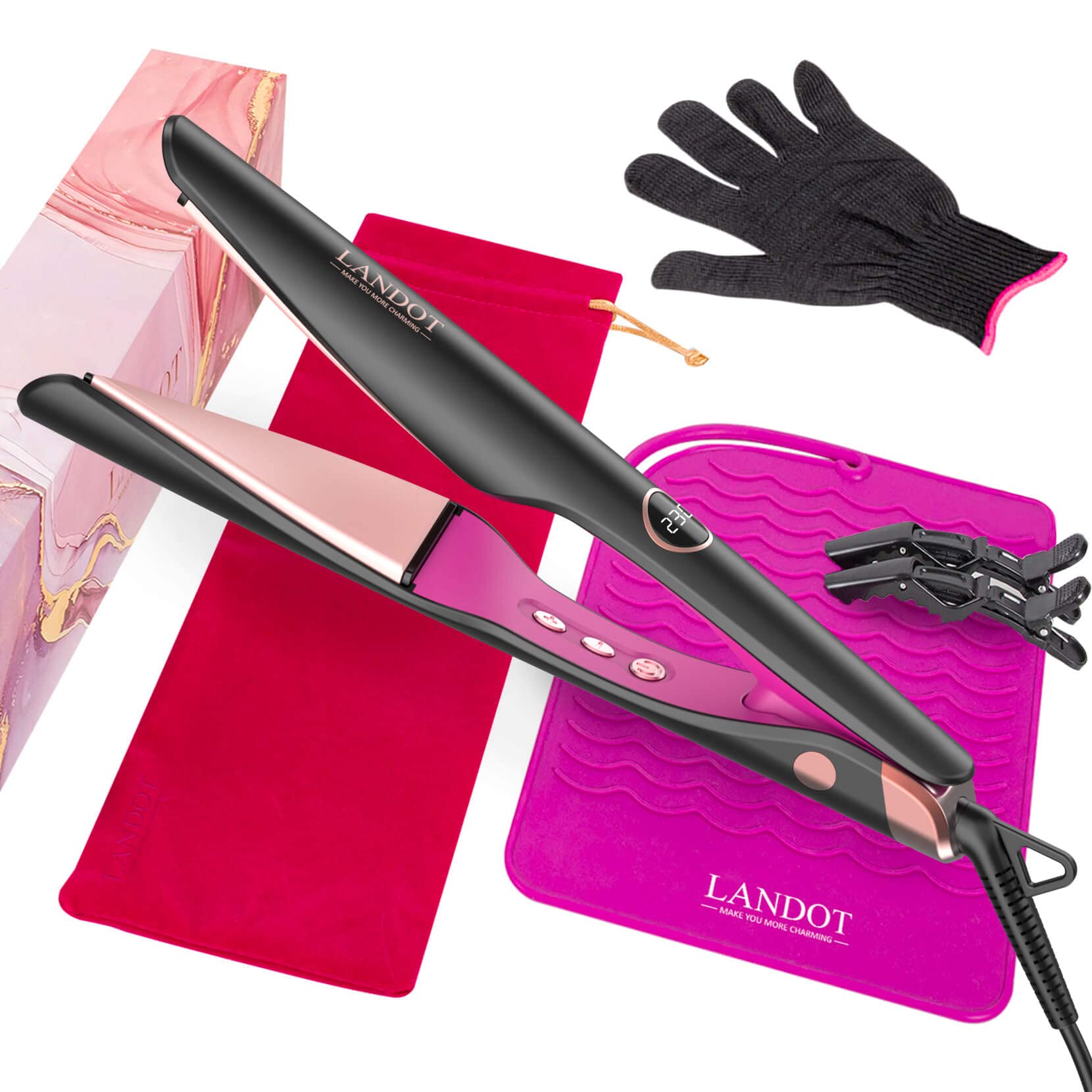 LANDOT voltaje dual 100-240V, perfecto para viajar.