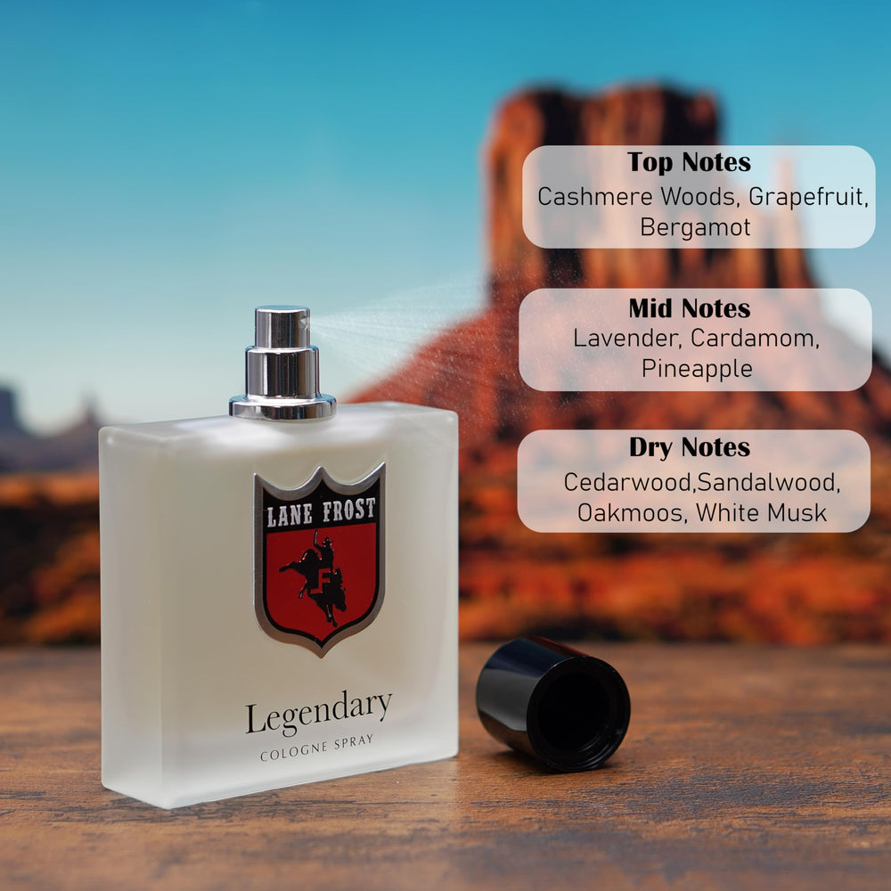 Lane Frost Legendary Cologne notas de salida cítricas para empezar el día