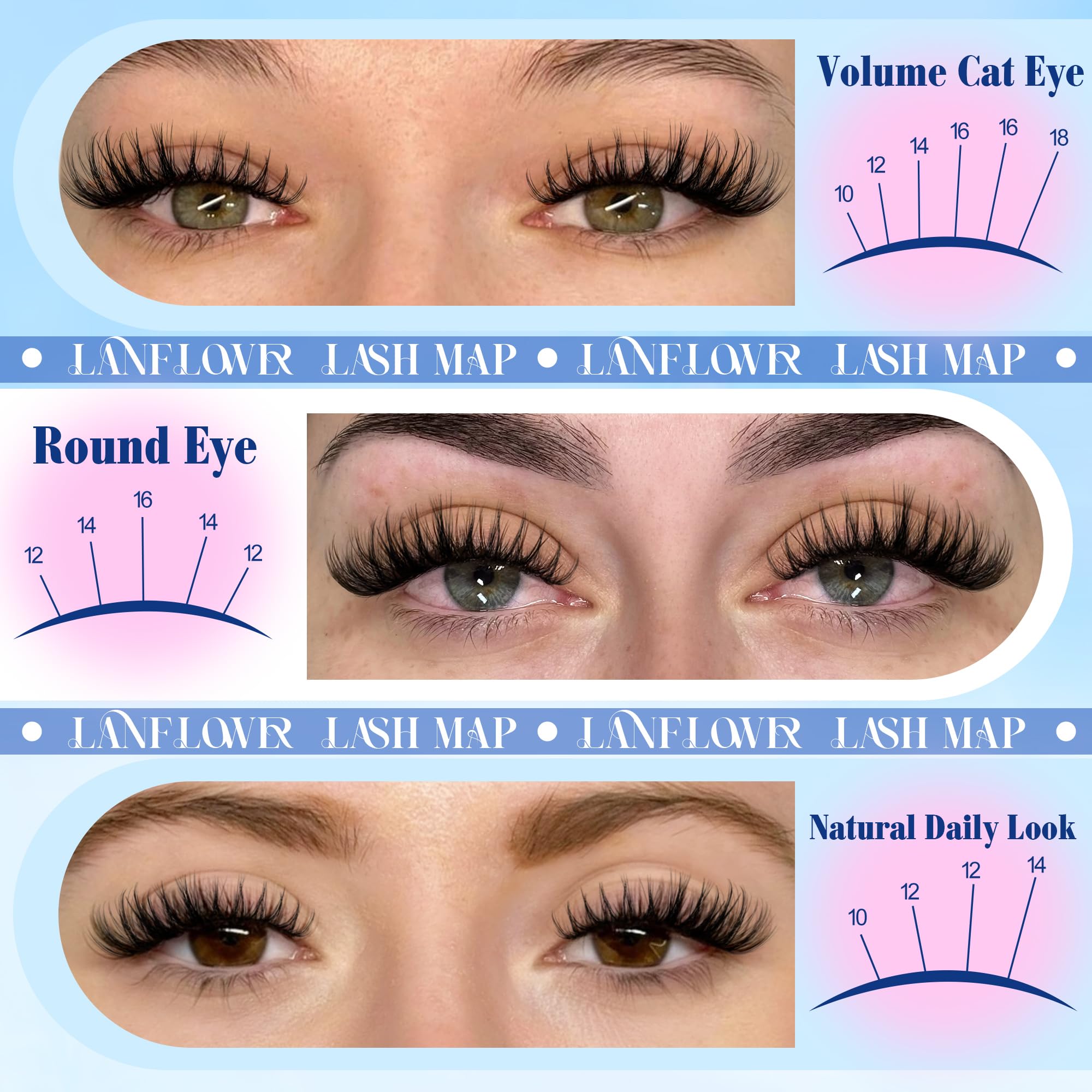 LANFLOWER Flora Lash Clusters: aplicación rápida y sin grumos para uso diario.