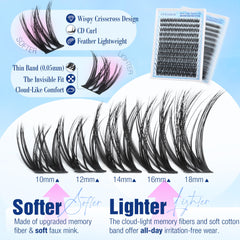 Lanflower Flora Lash Clusters Kit banda ultra delgada para comodidad diaria.