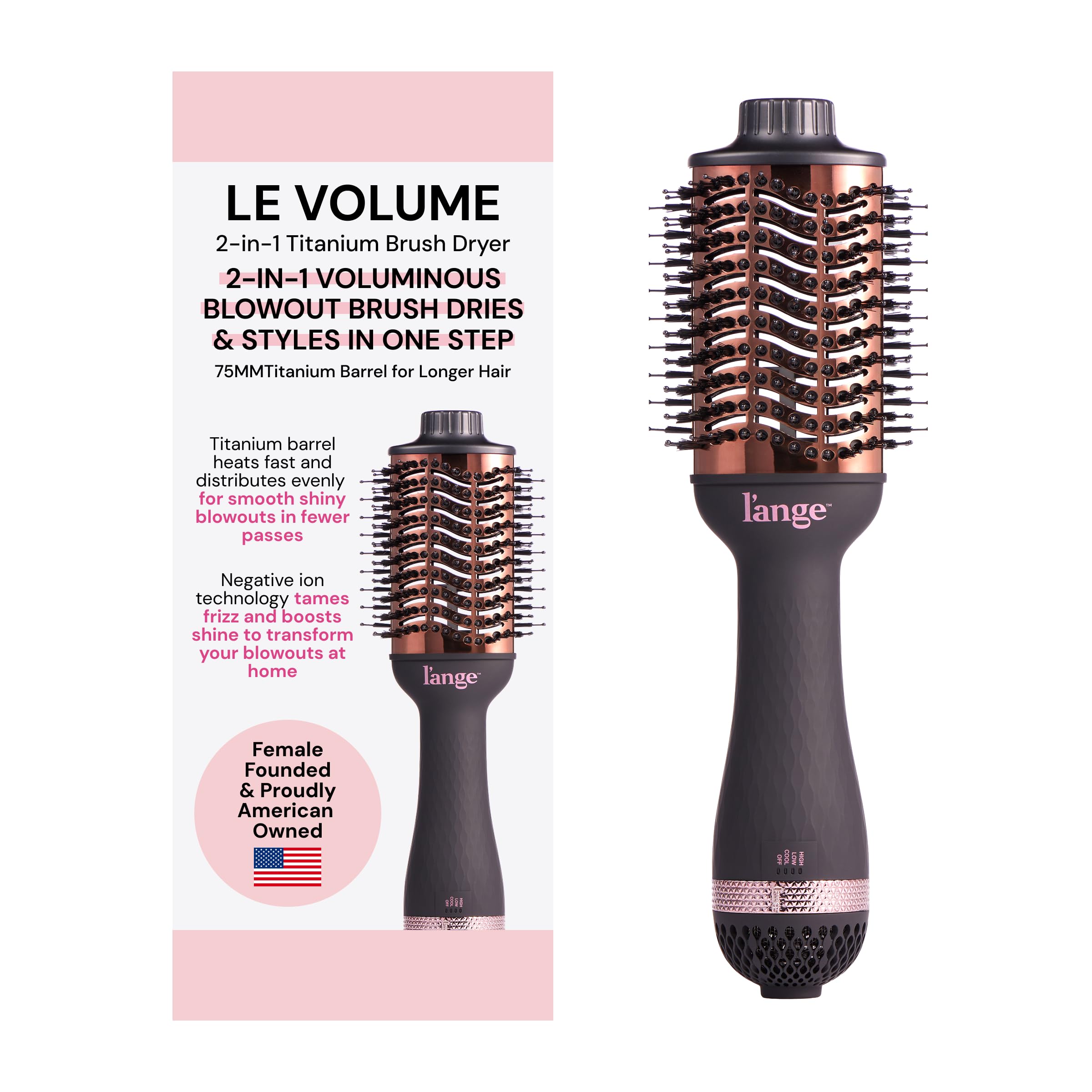 L'ANGE HAIR Le Volume 60mm barra oval: volumen suave para cabello corto.