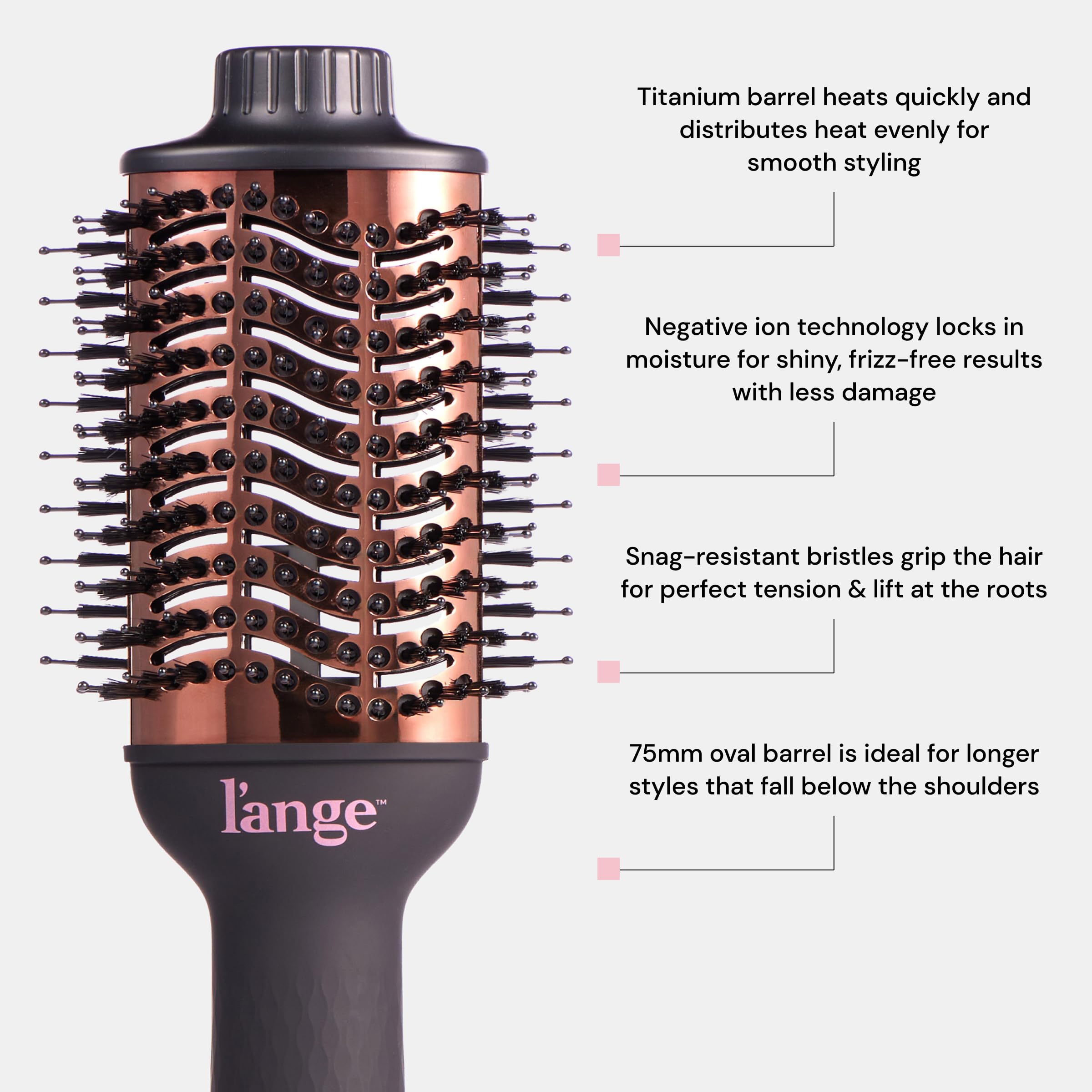 L'ANGE HAIR Le Volume 75mm barra oval: volumen notable para cabello largo.