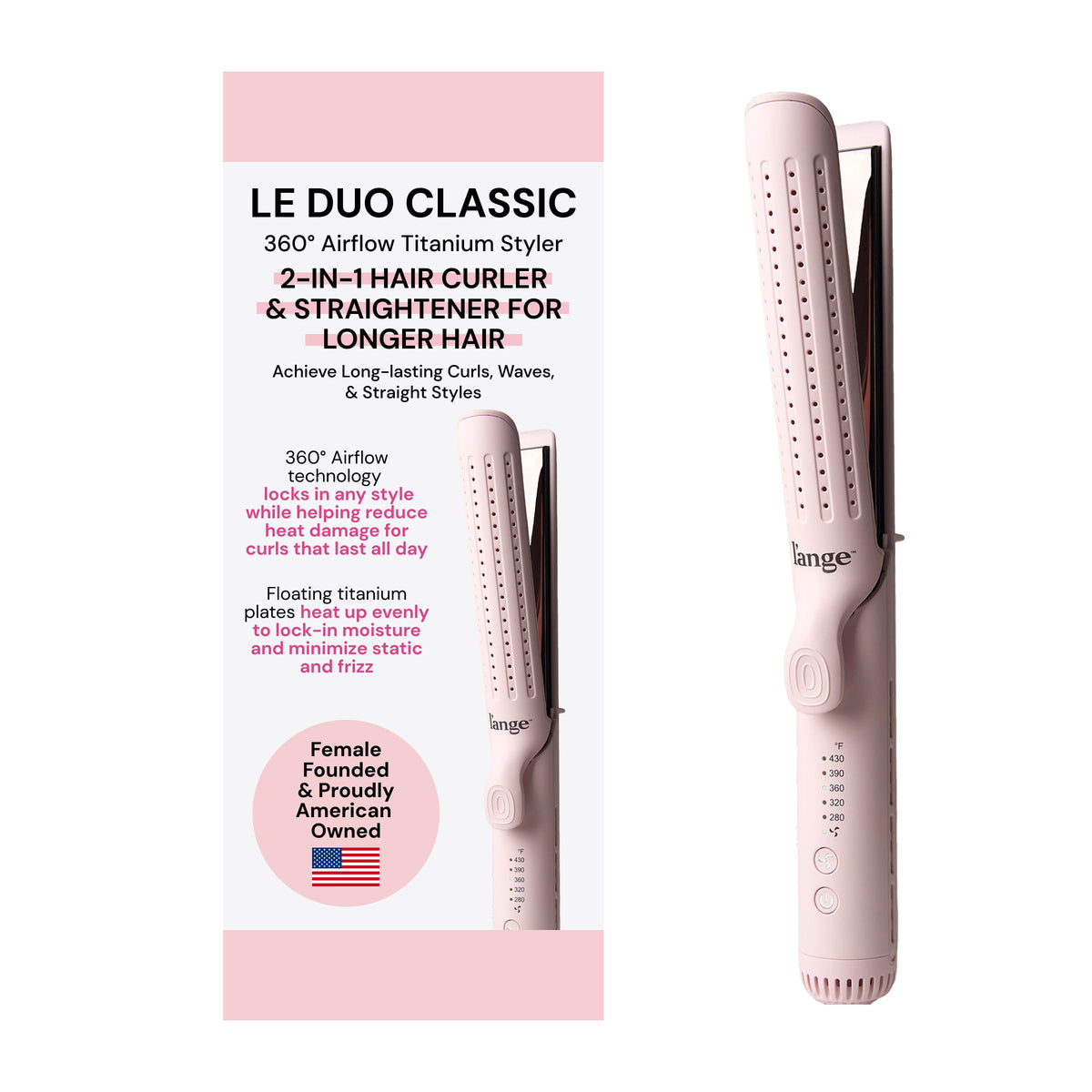 L'ANGE HAIR Le Duo Grande con placas flotantes para calor uniforme y acabado suave