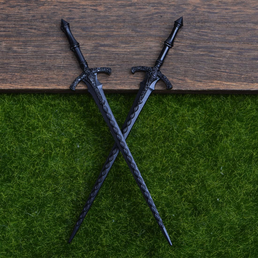 LANGHONG recogido con pasadores vikingo espadas negras para estilo