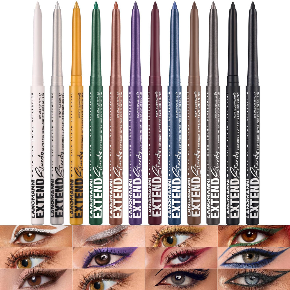 LANGMANNI 12 piezas delineador metalico: colores intensos para looks duraderos