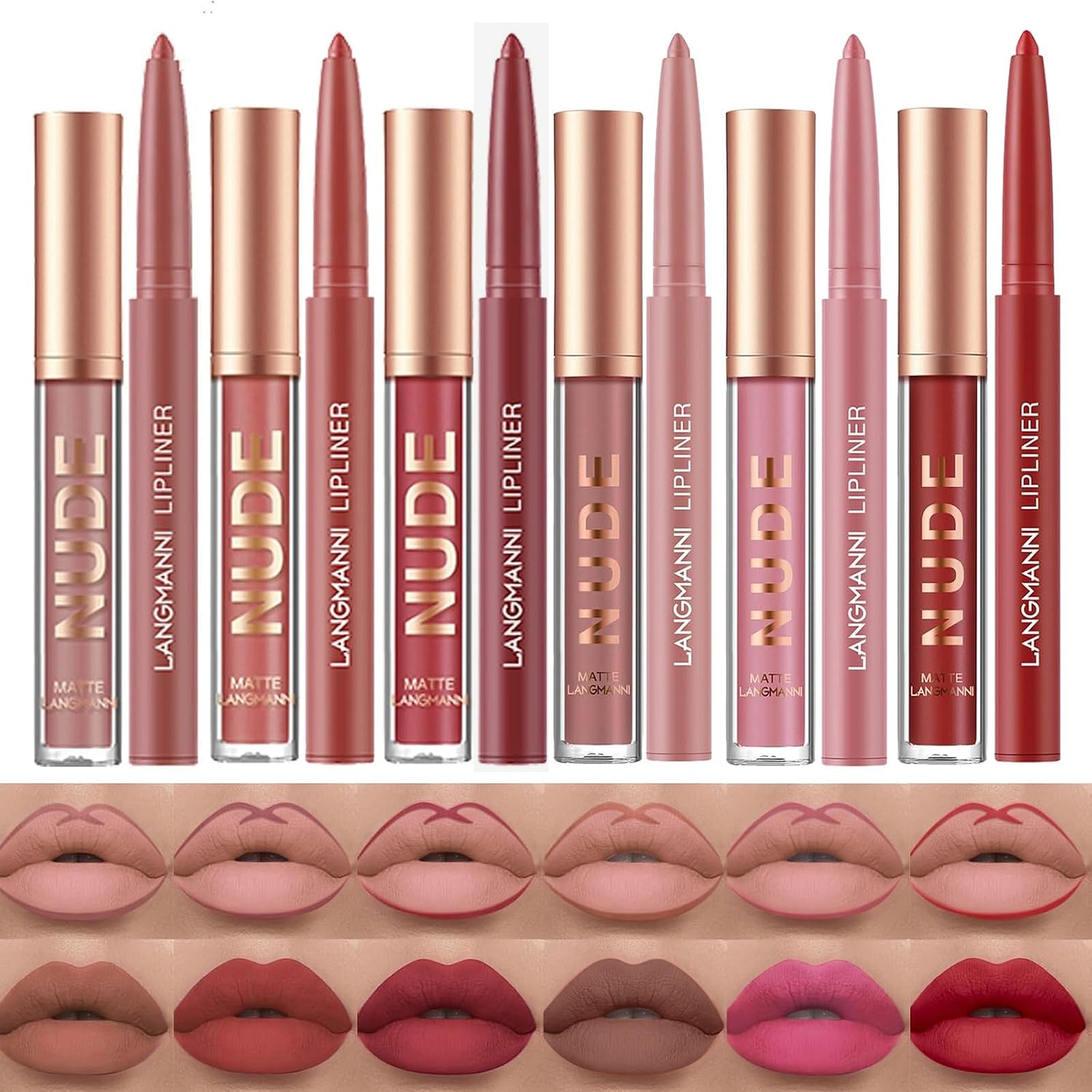 langmanni barras labios mate conjunto 6 colores duraderos para todo el día