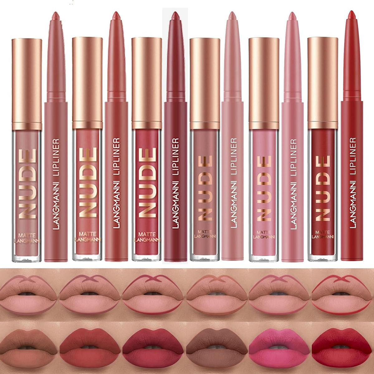 langmanni barras labios mate conjunto 6 colores duraderos para todo el día
