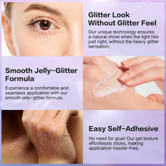 LANGMANNI Gel Brillo Holográfico para Cuerpo, Cara, Cabello y Labios – 1.35 oz, Cambio de color bajo luz – Oro Ocean y Rosa Brillante