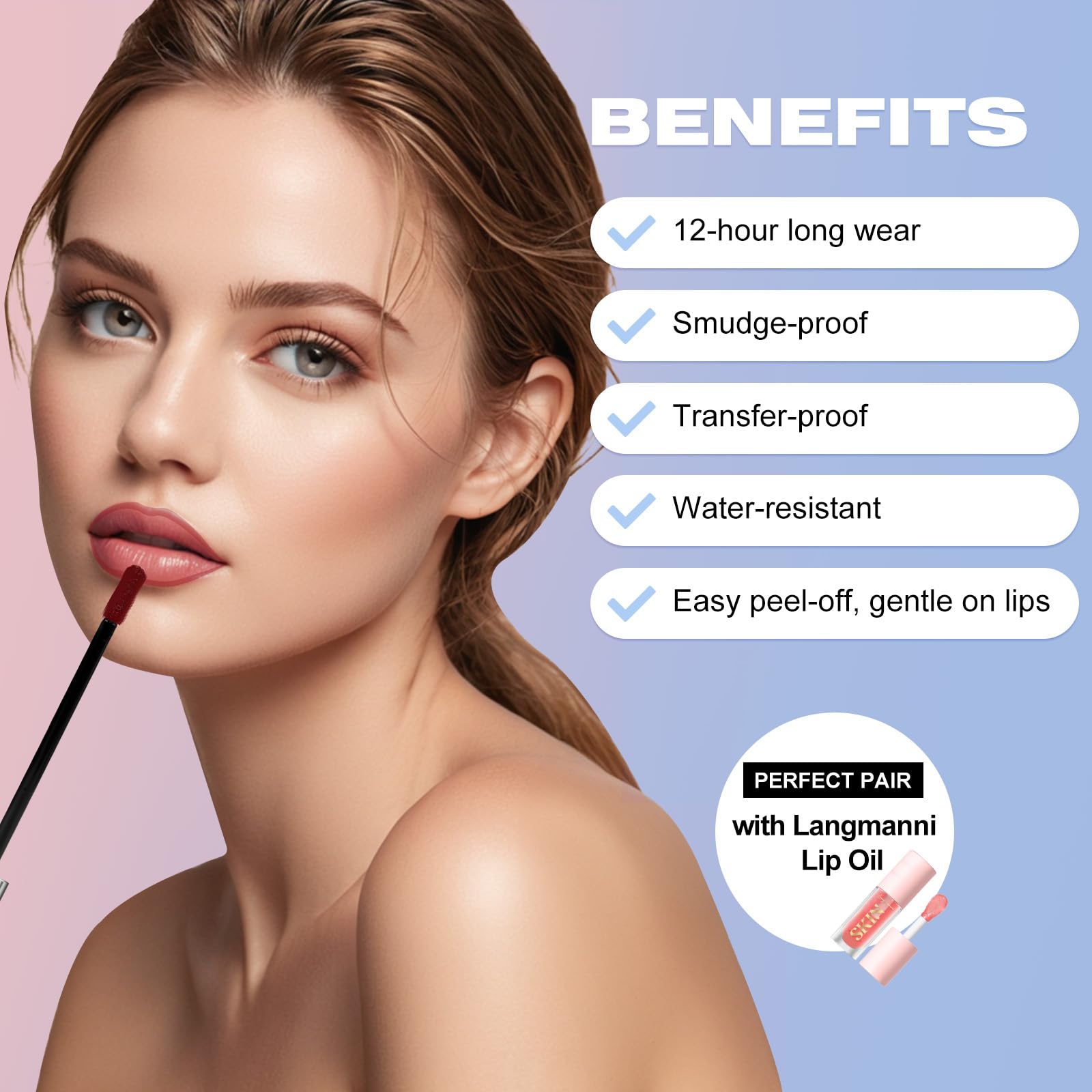 Langmanni delineador labial despegable para retoques limpios.