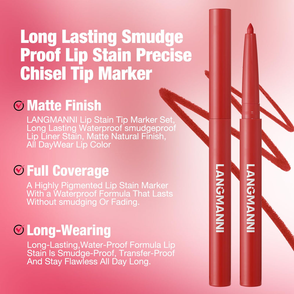 Langmanni delineador labial en envase compacto para viajar.