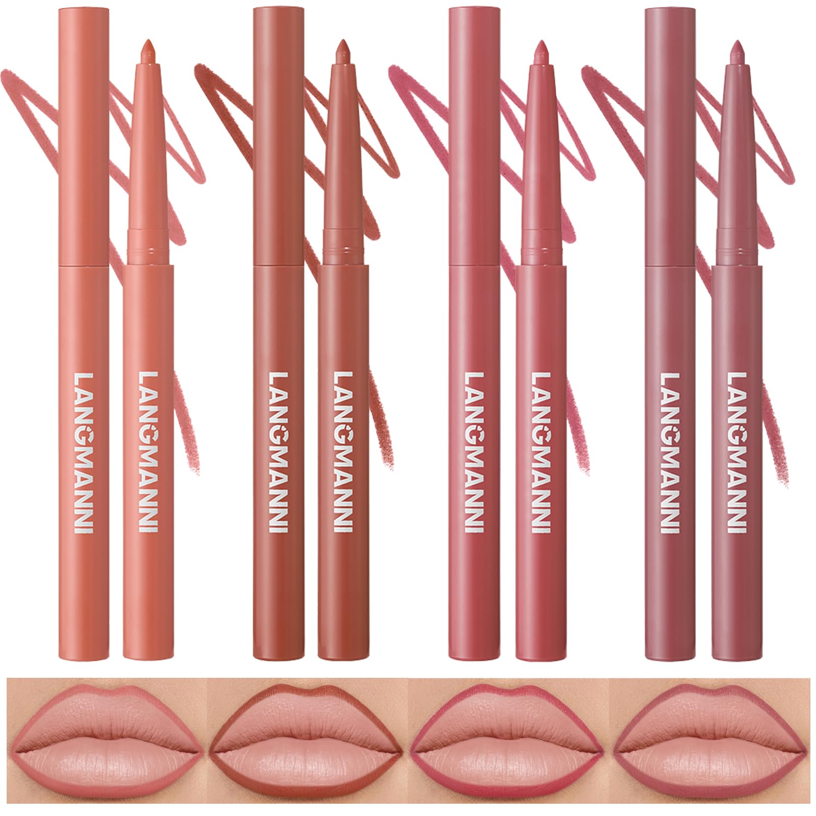 Langmanni delineador labial mate de 12 tonos para looks versátiles.