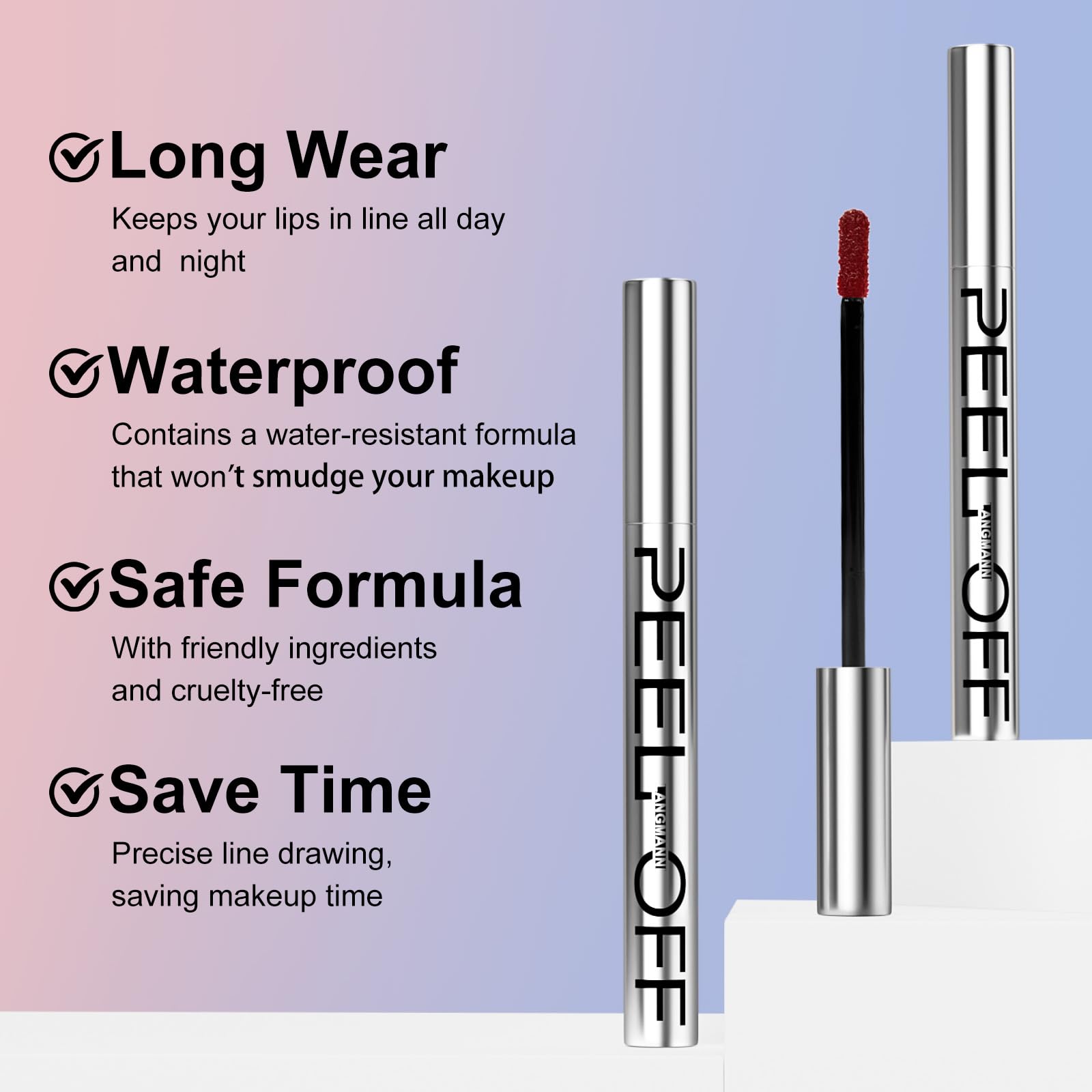 Langmanni delineador labial resistente al agua y sin transferencias.