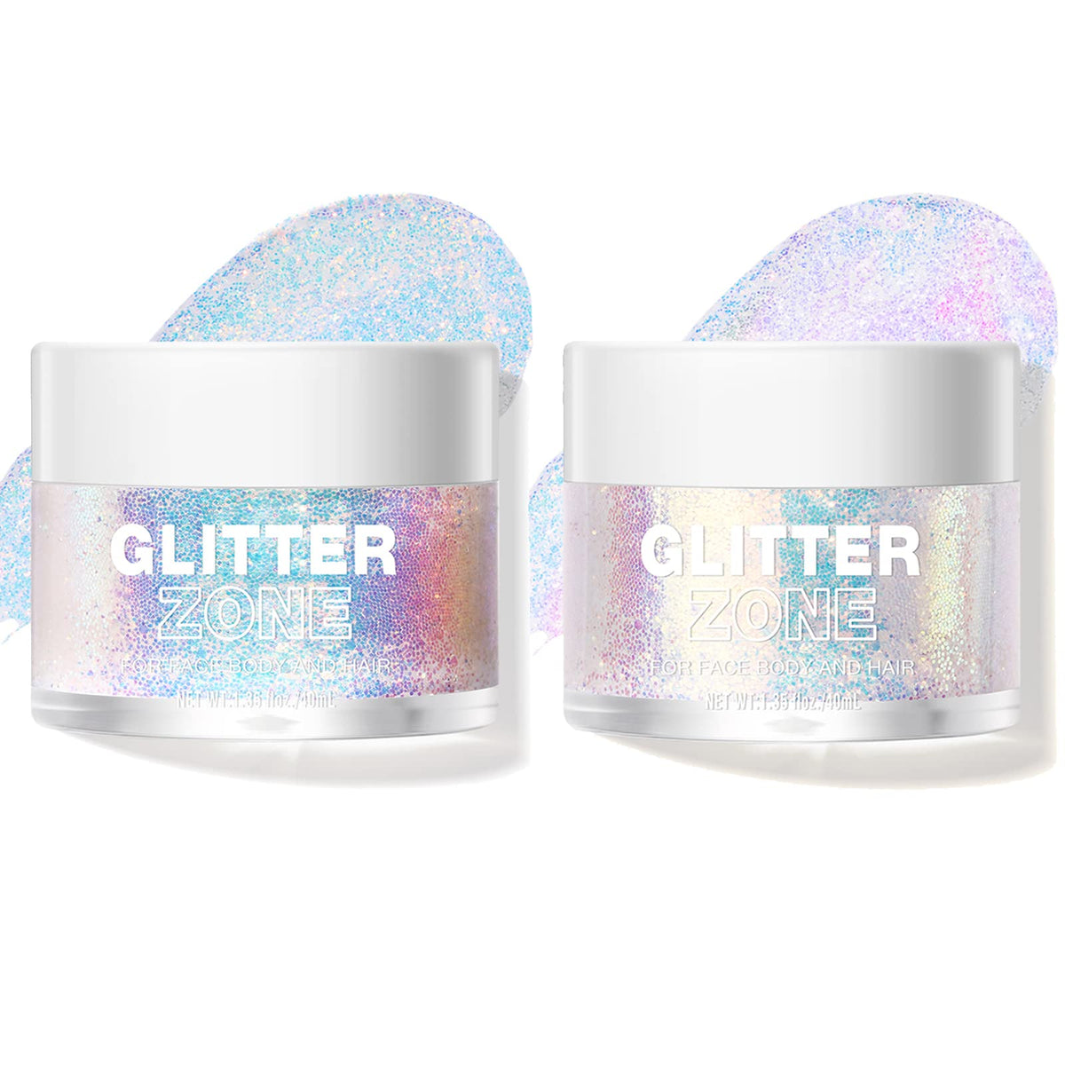 LANGMANNI Gel Brillo Holográfico para Cuerpo, Cara, Cabello y Labios – 1.35 oz, Cambio de color bajo luz – Oro Ocean y Rosa Brillante