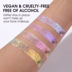 LANGMANNI Gel Brillo Holográfico para Cuerpo, Cara, Cabello y Labios – 1.35 oz, Cambio de color bajo luz – Oro Ocean y Rosa Brillante