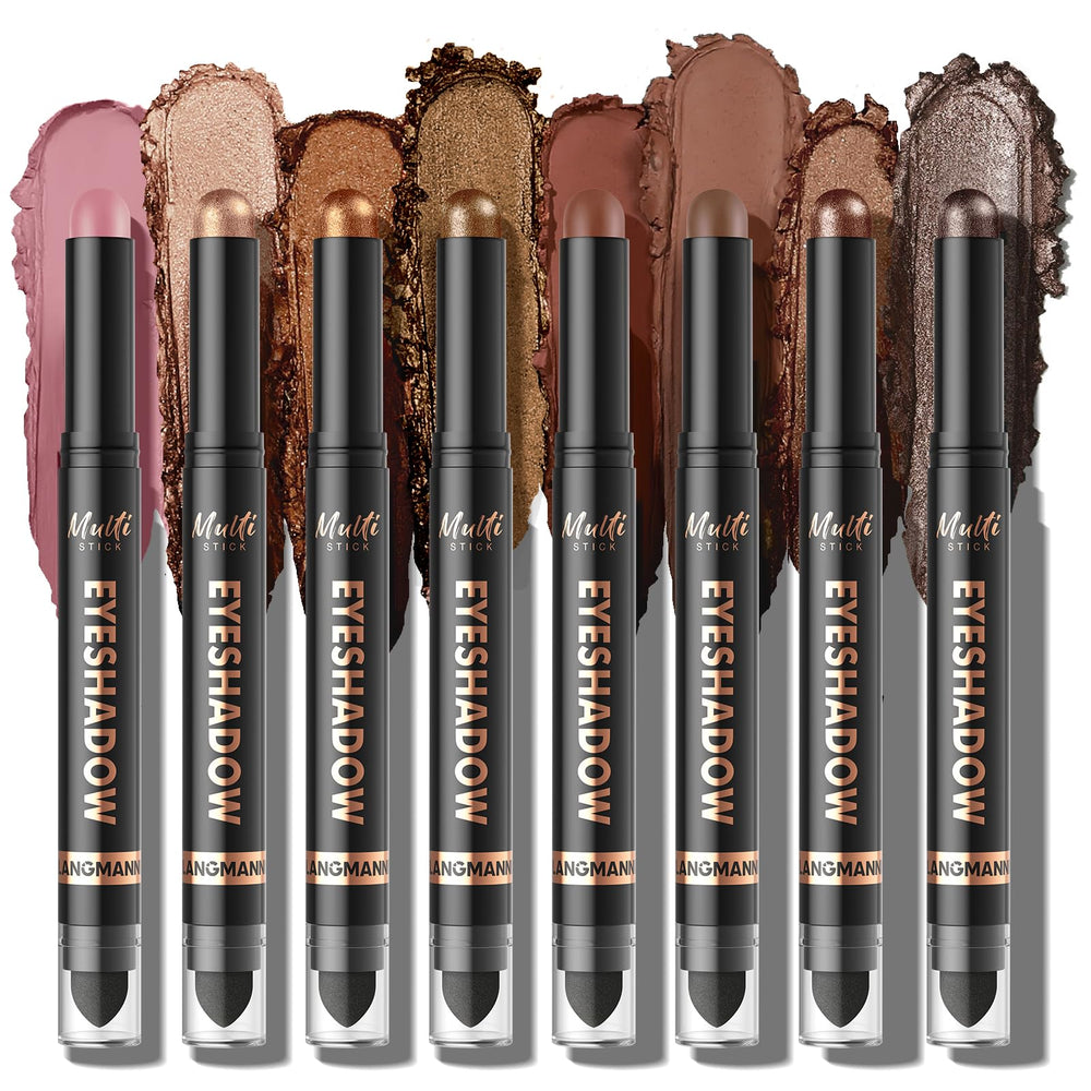 LANGMANNI juego de sombras de ojos de 8 colores con doble punta para acabado suave