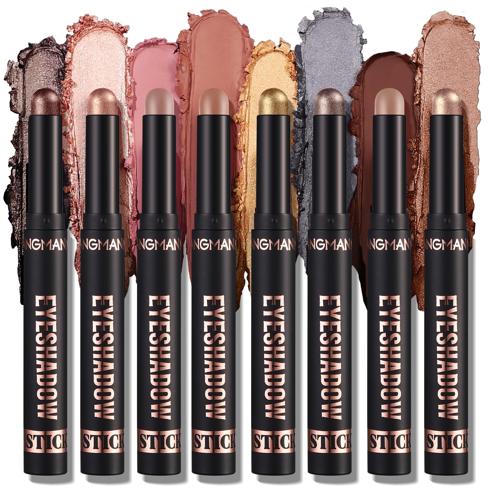 Langmanni set de 8 sombras en barra crema suave con tonos terra mate para uso diario