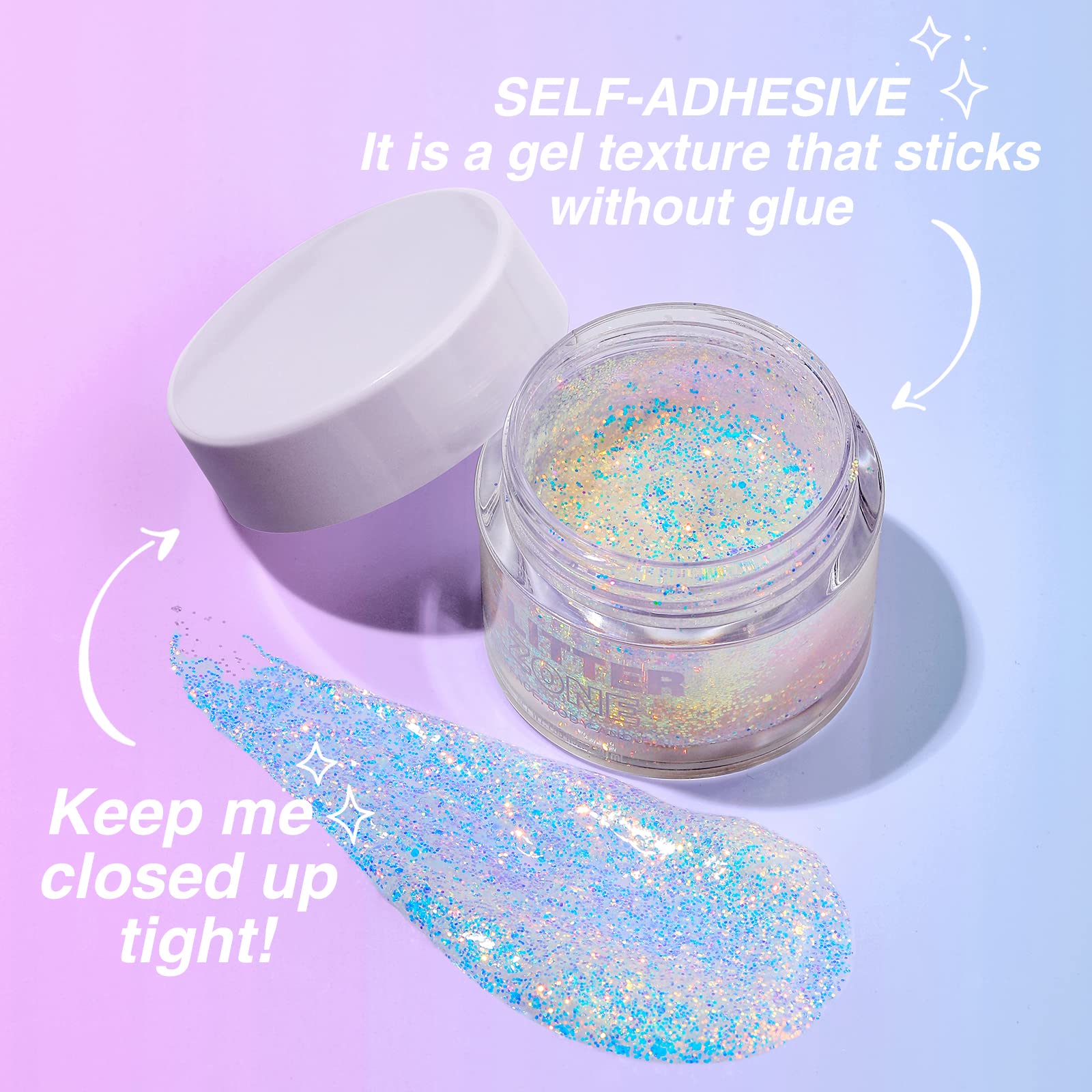 LANGMANNI Gel Brillo Holográfico para Cuerpo, Cara, Cabello y Labios – 1.35 oz, Cambio de color bajo luz – Oro Ocean y Rosa Brillante