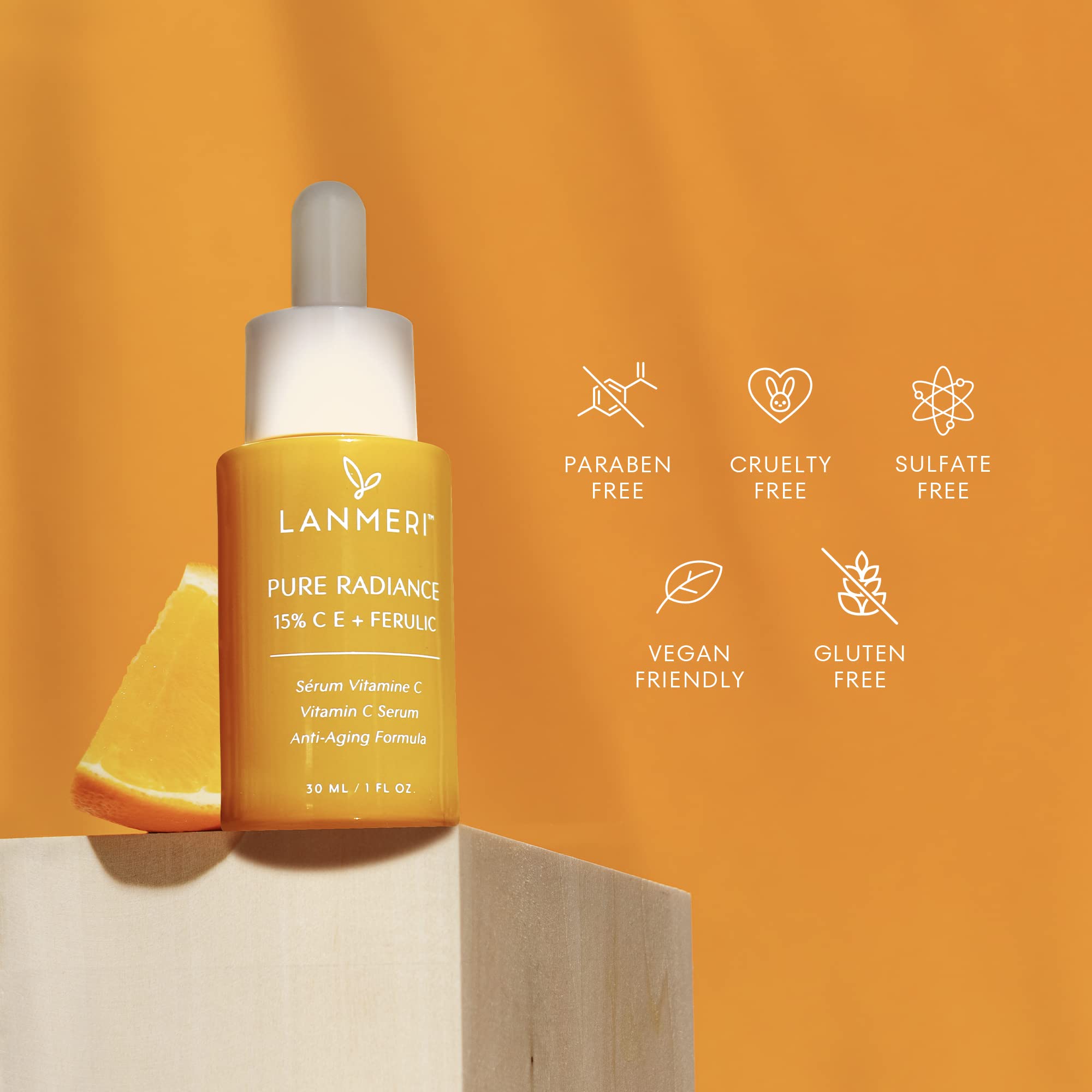 Lanmeri Serum defensa ambiental gracias a Ferúlico y antioxidantes.