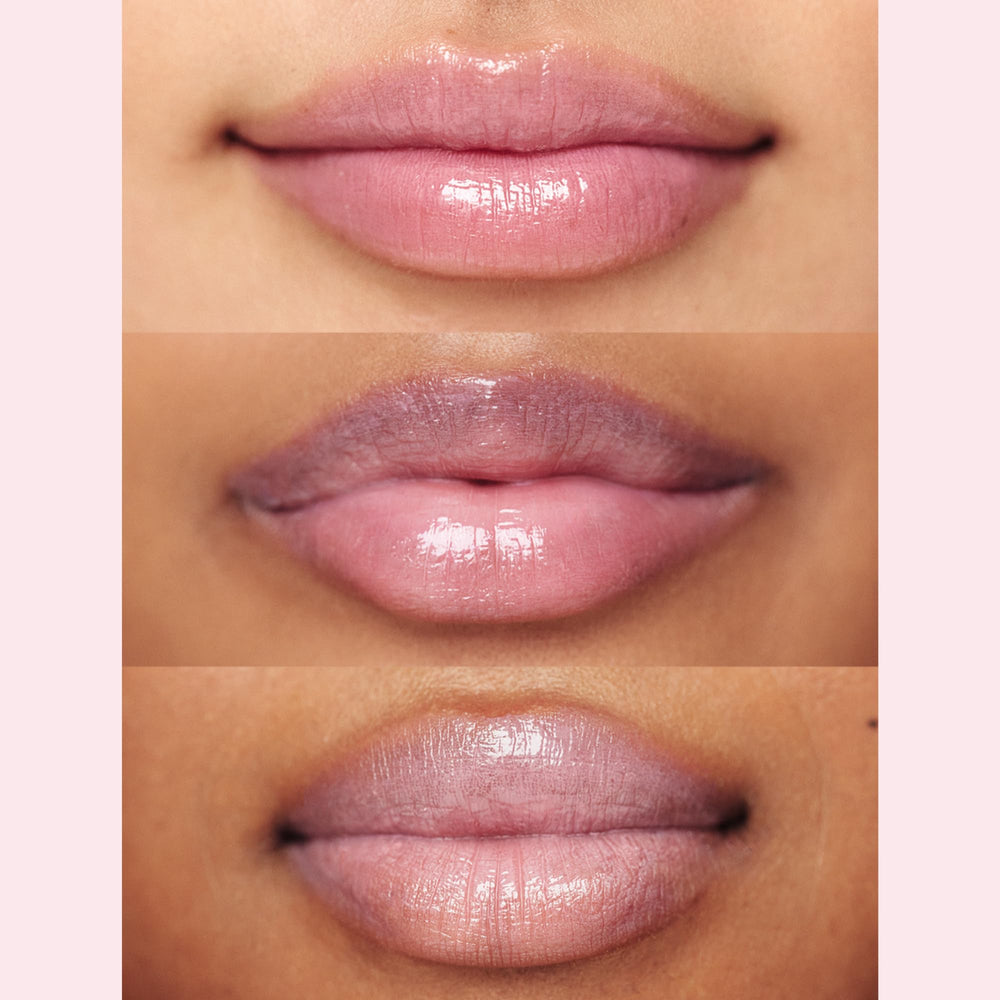 Lanolips bálsamo labial brillo natural rosa, acabado sedoso.