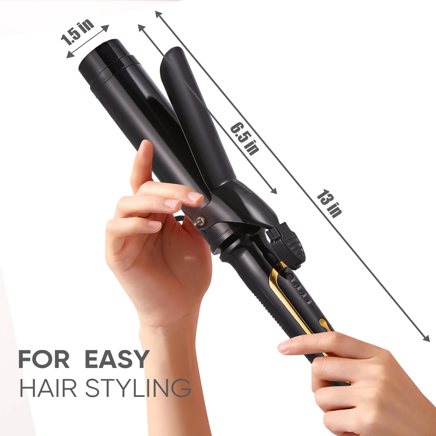 Ajustes de temperatura 300-450°F para adaptar el peinado a tu cabello.