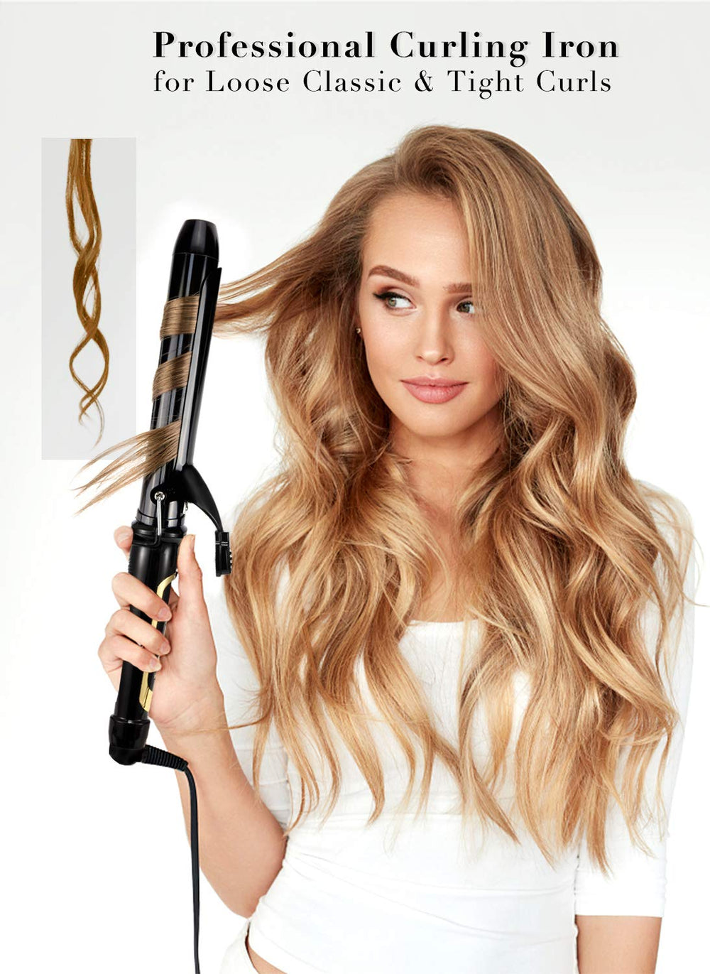 Lanvier rizador con recubrimiento cerámico turmalina para brillo y cabello suave