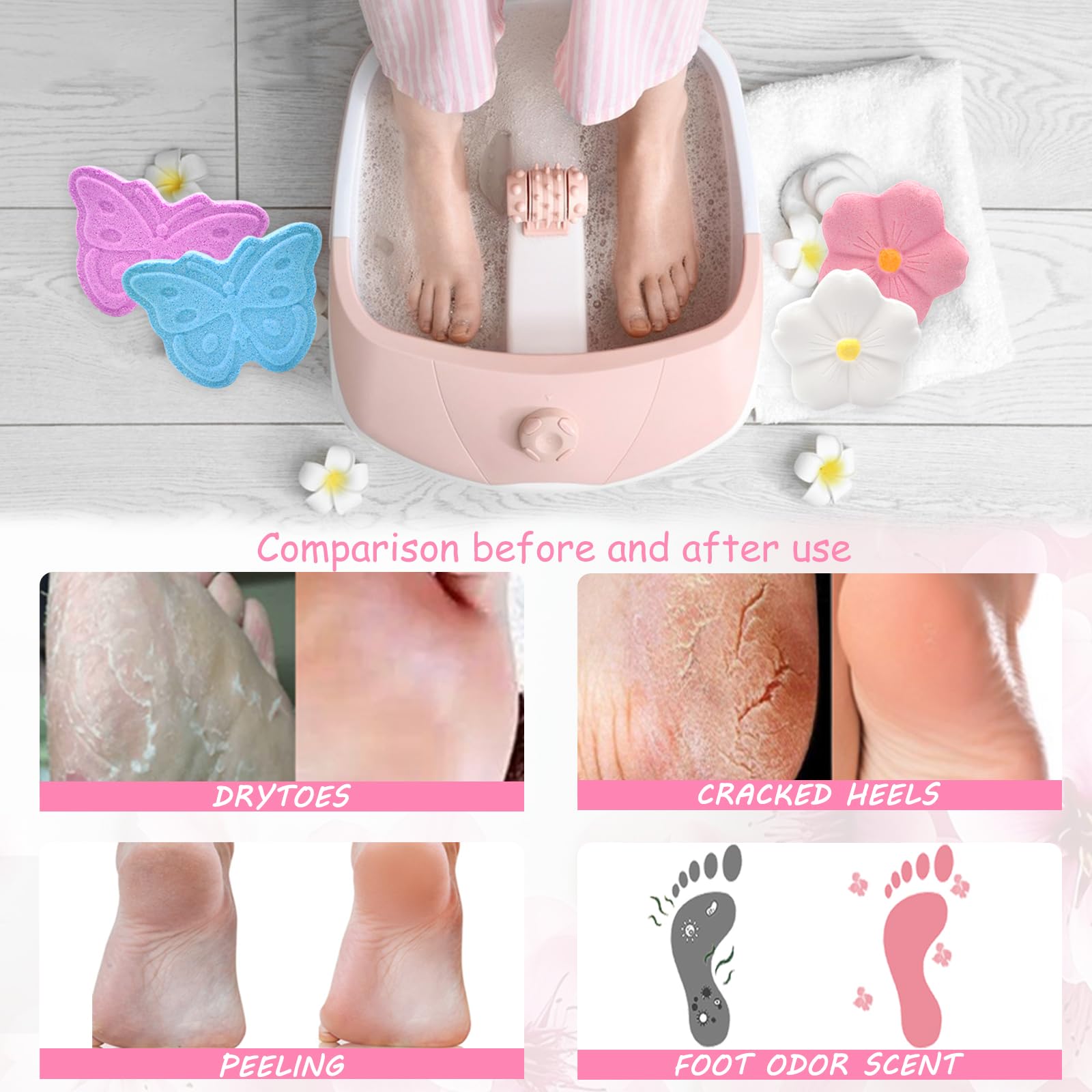Lanwexy bombas para pies con Tea Tree, piel suave tras el baño.