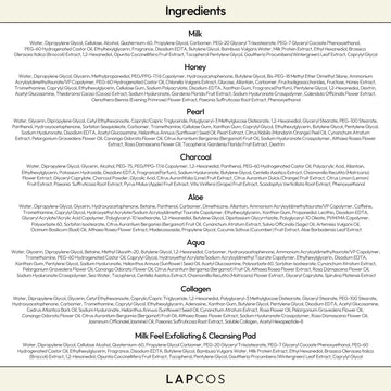 LAPCOS disco exfoliante con leche para limpieza suave y renovación.