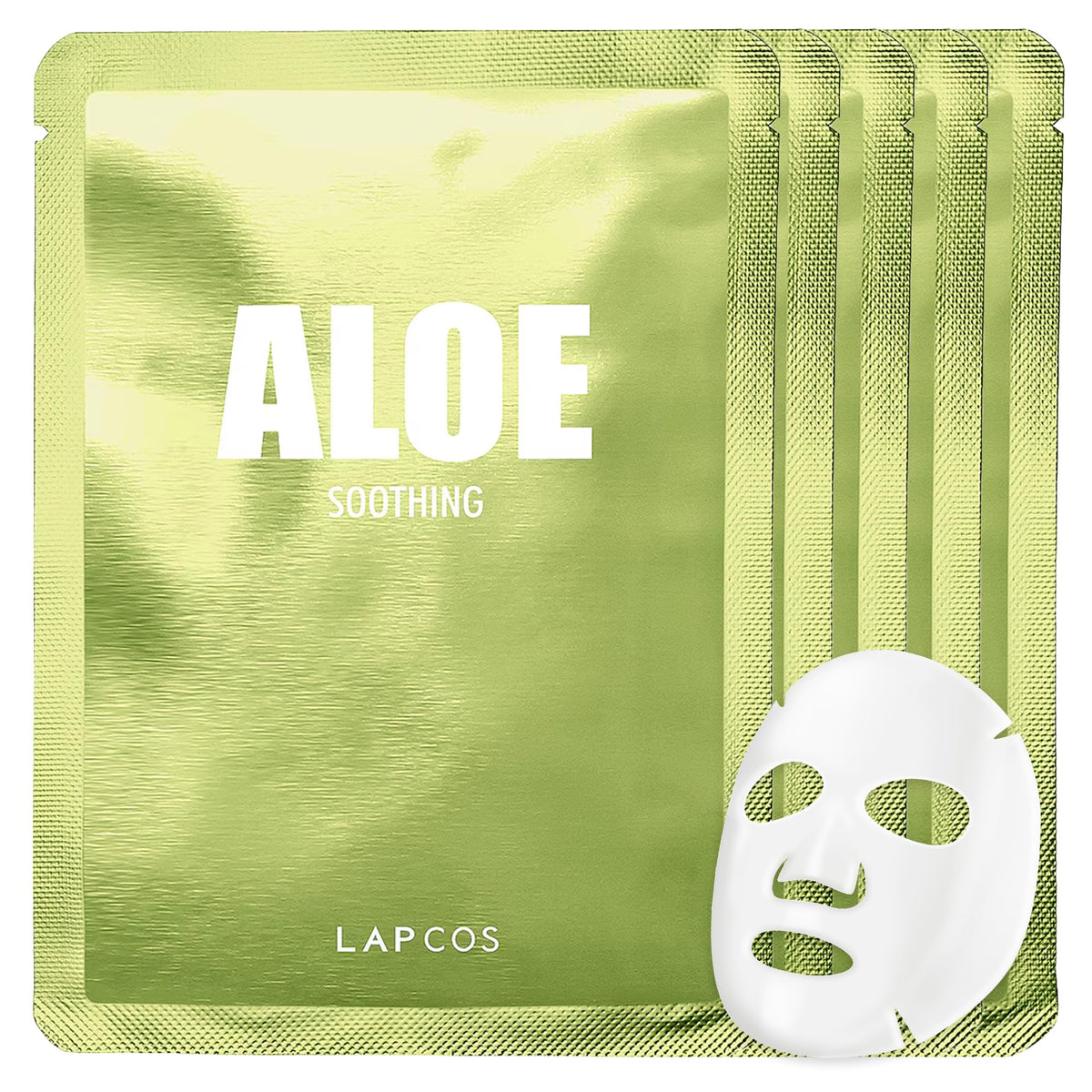 Mascarilla LAPCOS de Aloe con hoja de aloe para hidratación facial suave.