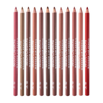 Conjunto de 12 lápices perfiladores labiales de madera para delinear y definir labios