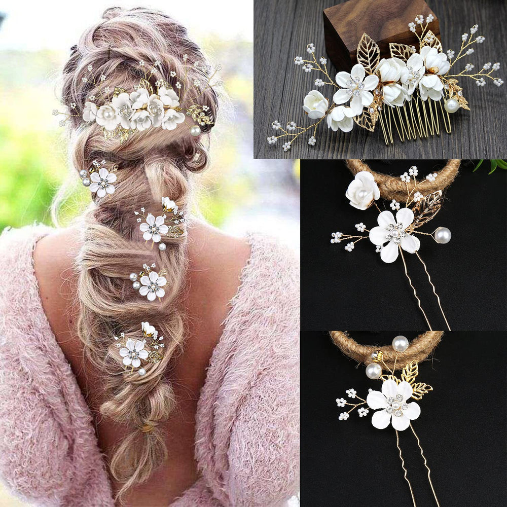 LAPOHI horquilla con diseño floral romántico para novia.