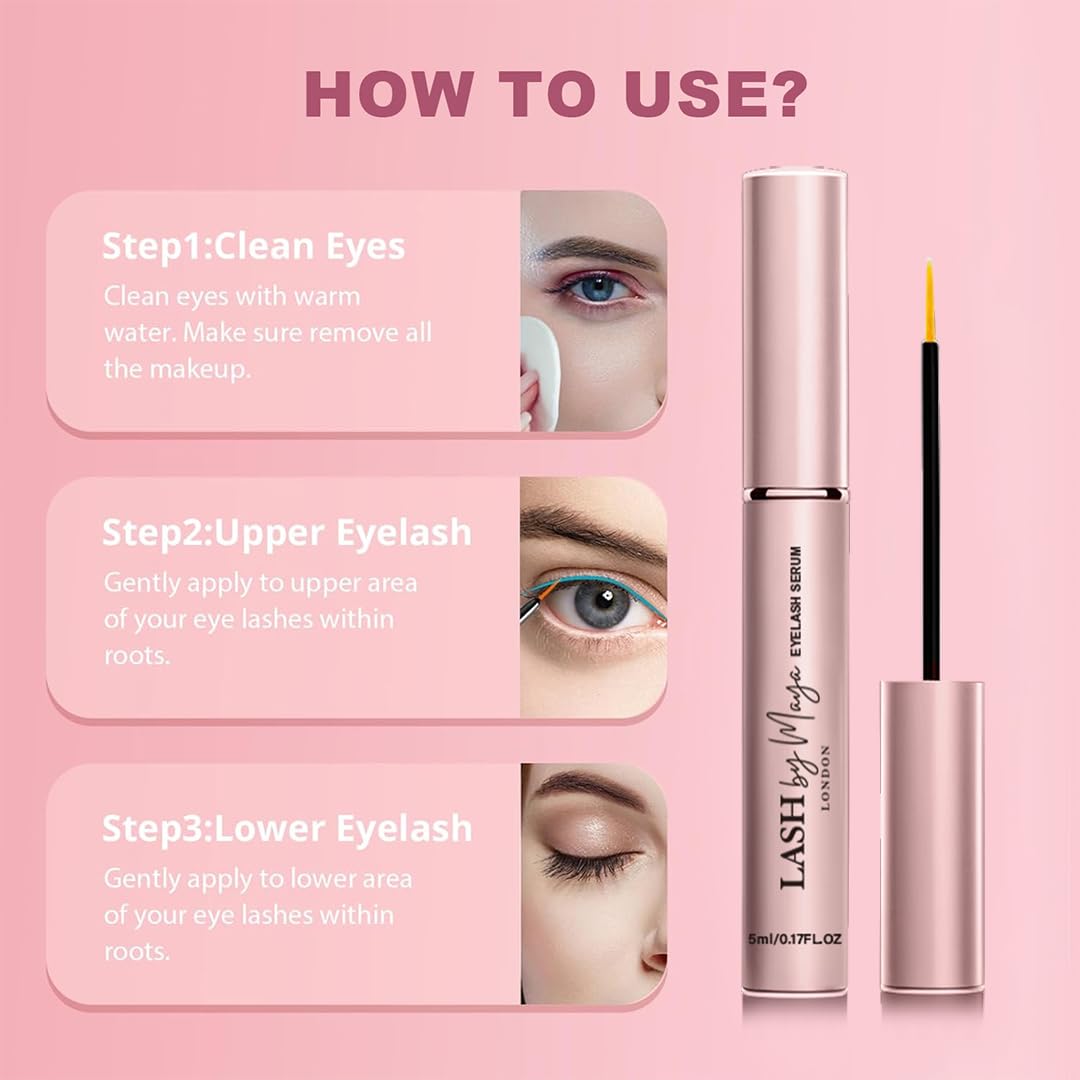 LASH by Maya Serum packaging highlighting cruelty-free and USA-made