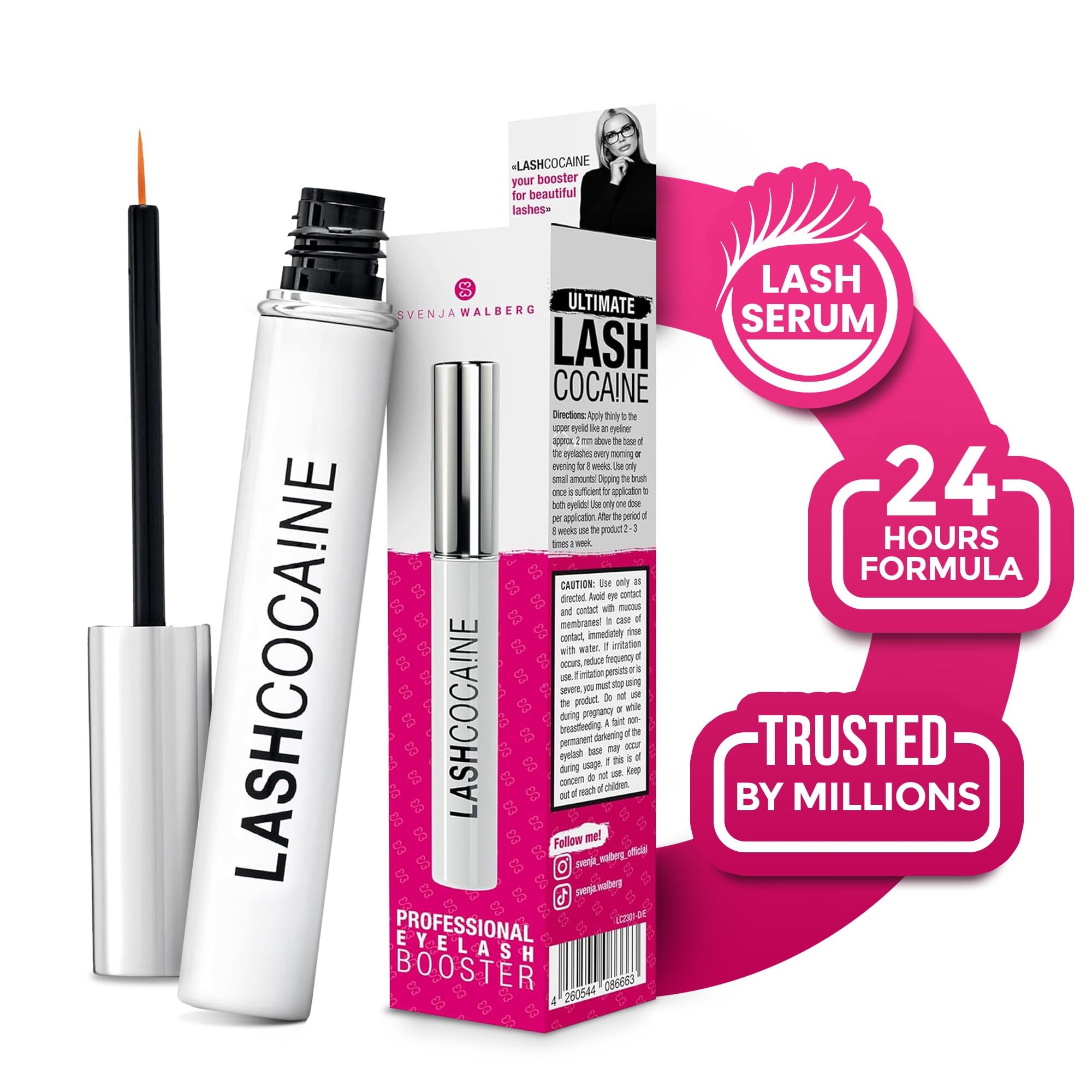 LASHCOCA!NE: botella de serum para pestañas con aplicación suave para mayor longitud.