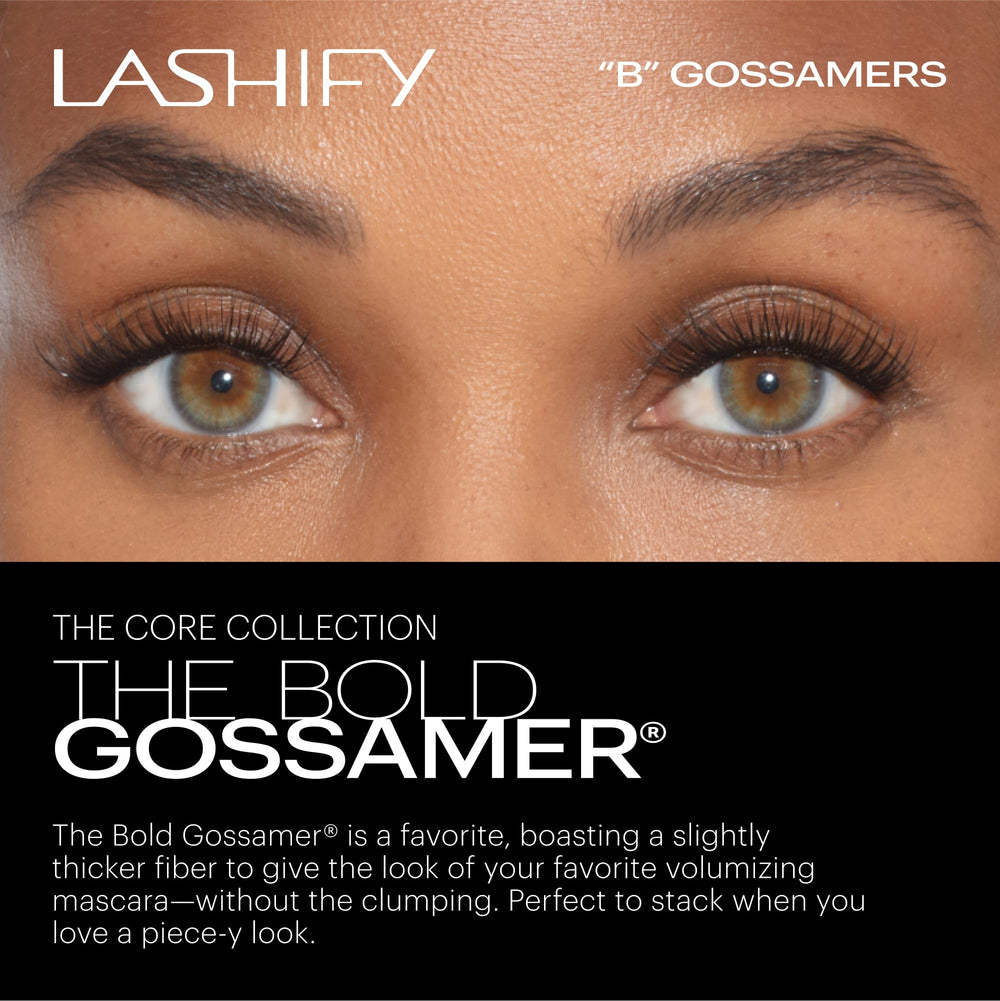 Fibra de seda coreana en Lashify Bold 12mm Gossamer para volumen suave