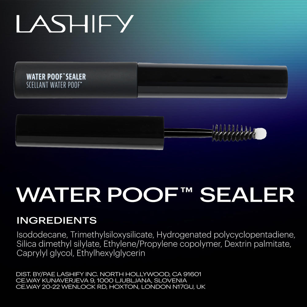 Sûr pour les yeux sensibles et sans cruauté avec Lashify Water Poof Sealer.