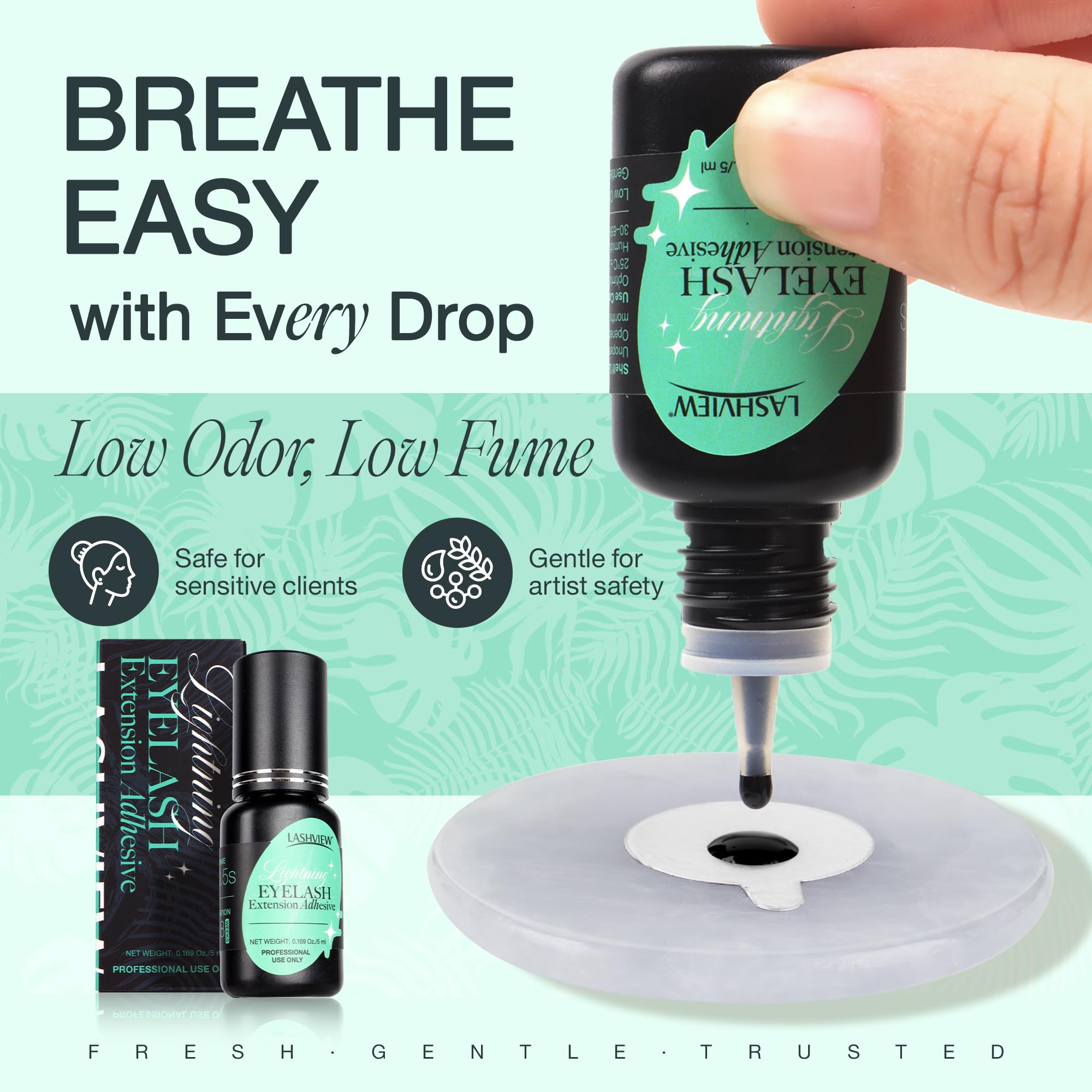 Lashview adhesivo profesional, ideal para uso en salón.