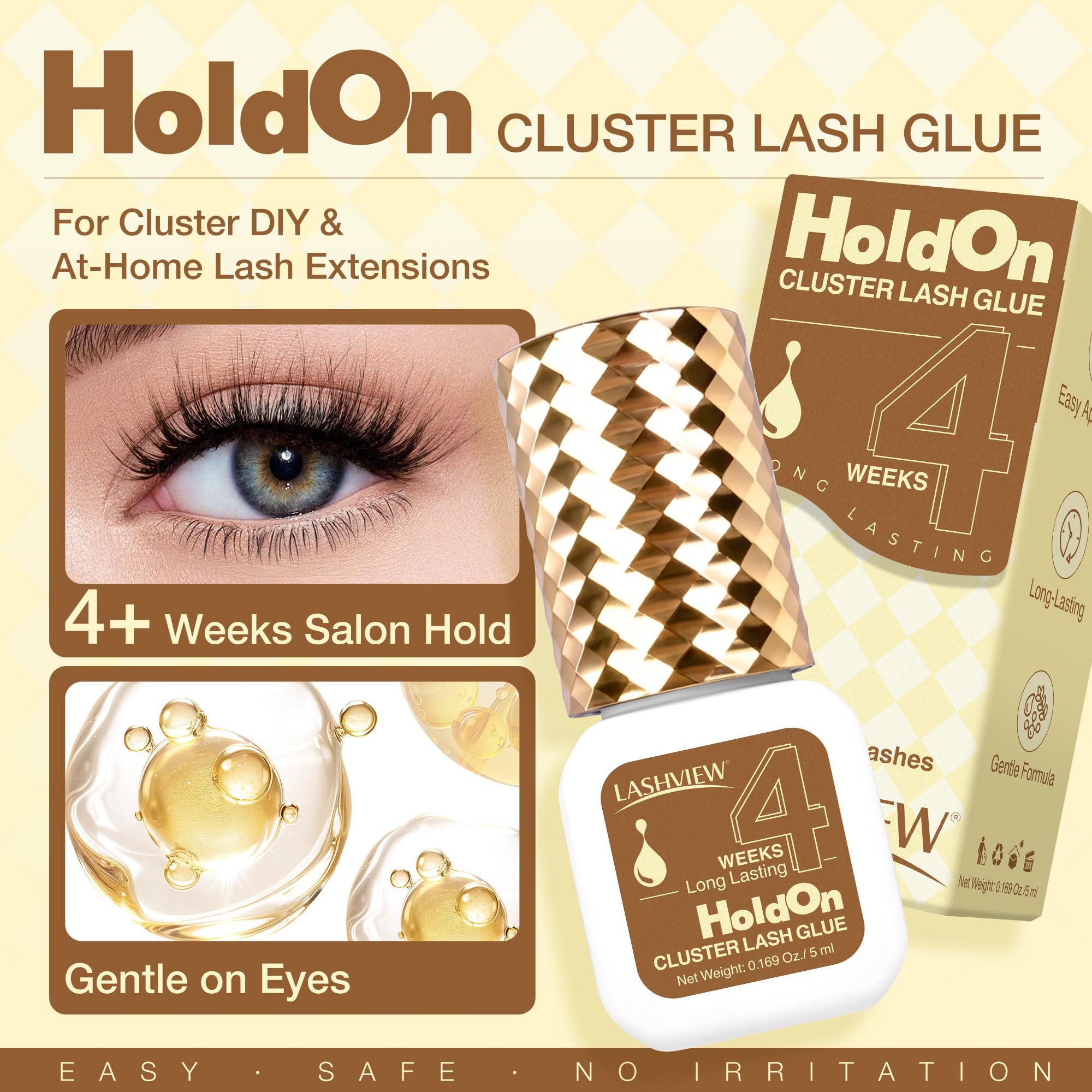 LASHVIEW aplicación-cluster-facil: colocación sencilla para un acabado pulido.