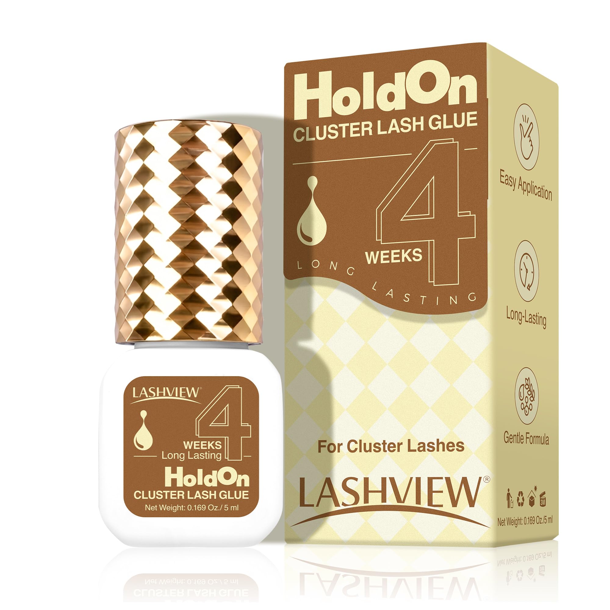 LASHVIEW botella-pegamento-cluster-sensibilidad: adhesión suave para ojos sensibles.