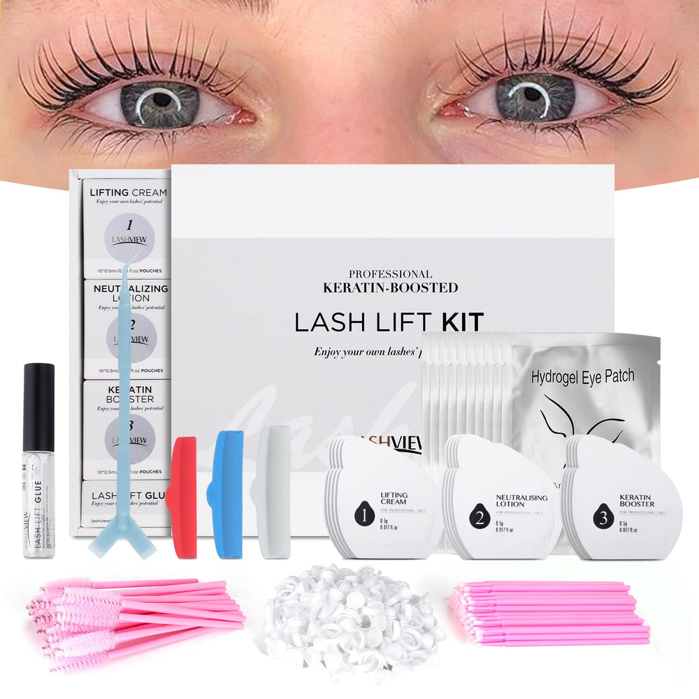 LASHVIEW kit levantamiento de pestañas, curva natural y duradera.