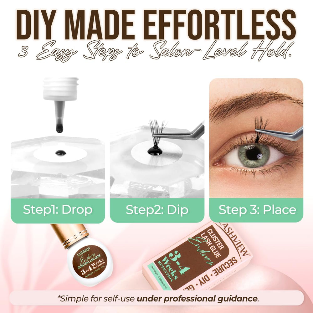 LASHVIEW packaging box showcases 5ml bottle and professional use guidance.