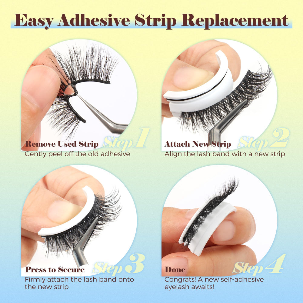 Pestañas LASHVIEW con repuestos adhesivos para prolongar el uso.
