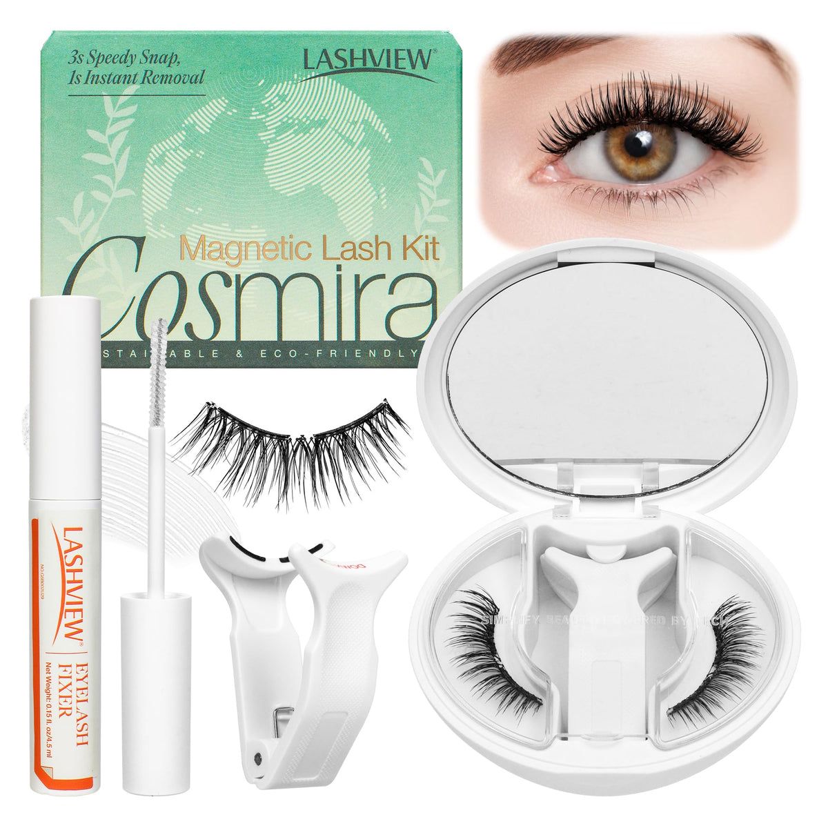 LASHVIEW pestañas magnéticas suaves con aplicador para fácil aplicación.