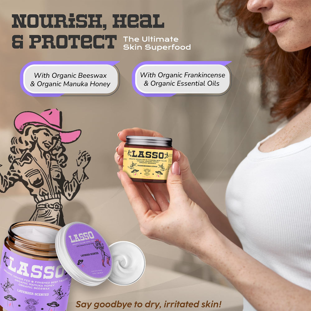 LASSO TALLOW bálsamo con miel de Manuka para nutrición de la piel.