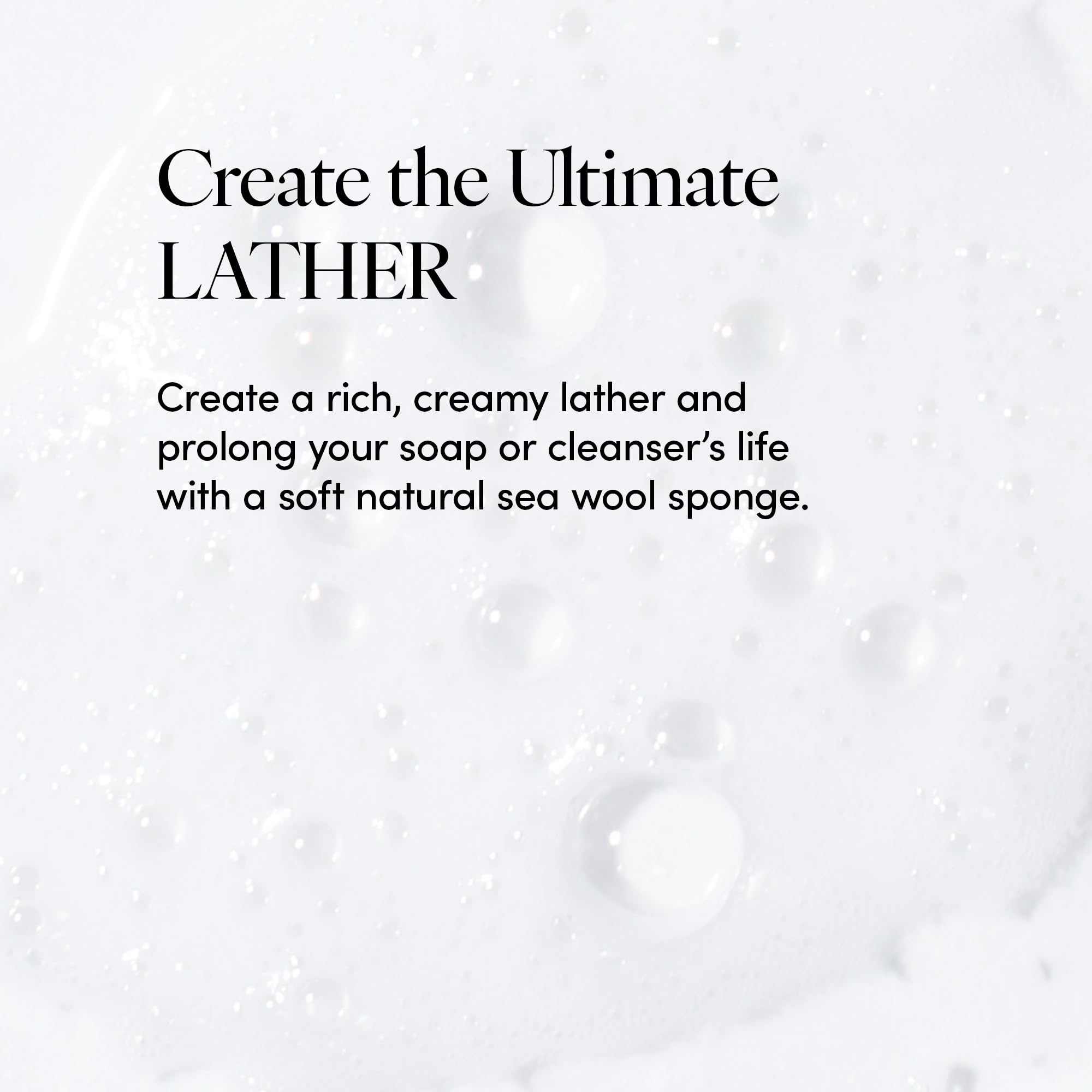 Esponja marina natural de LATHER, textura suave y duradera para ducha diaria.