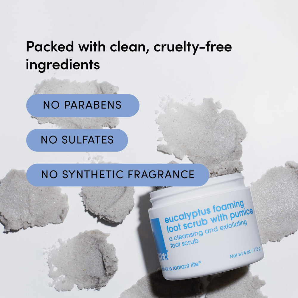 LATHER exfoliante de pies en ducha para uso práctico y rápido.