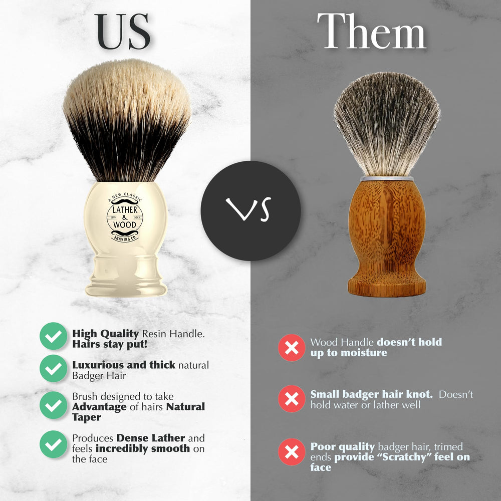 Brocha Lather & Wood compatible con jabon o crema de afeitar.