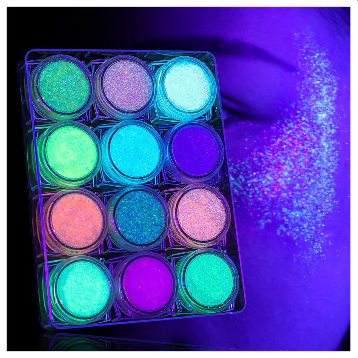 LATIBELL Glitter Gel para cuerpo con luz UV: brillo llamativo para festivales.