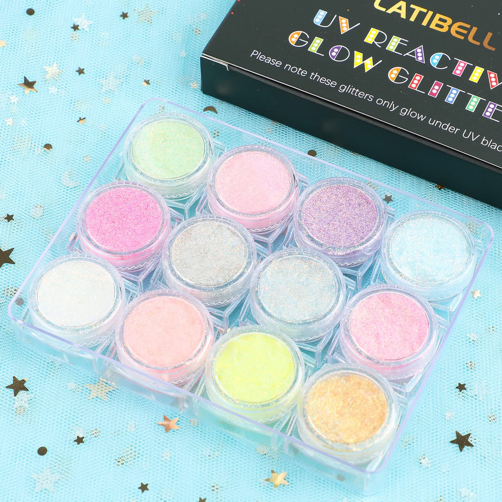 LATIBELL Glitter Paleta 12 colores: variedad para estilos diversos.